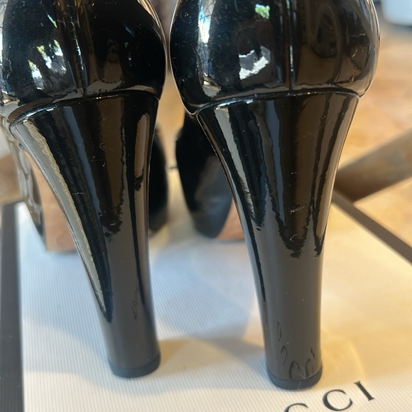 Chanel patent leather black platform pumps high heels 38 - Picture 8 of 13